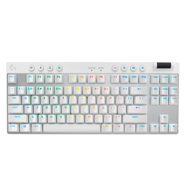 Teclado Mecanico Gamer sem fio USB Logitech G PRO X TKL LIGHTSPEED Branco com Layout Americano