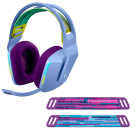 Fone De Ouvido Mic Logitech Gamer G733 LIGHTSPEED S/Fio Lilas + Faixa De Cabeça Logitech P/ Headset G733 Roxo